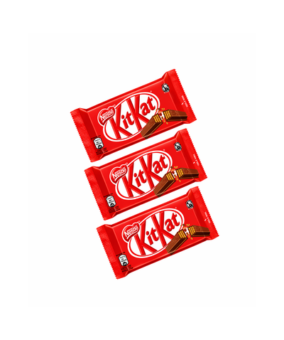 3 kitkats with a white background